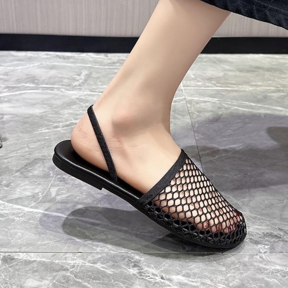 Stylish Black Mesh Women's Sandals - Picture 3 of 8